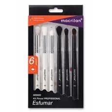 Kit 6 Pincéis Macrilan Profissional Maquiagem Para Esfumar