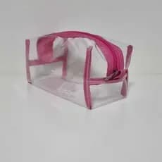 Necessaire Estojo 10 Peças Plástico Cristal Transparente Ziper Varias Cores Multiuso