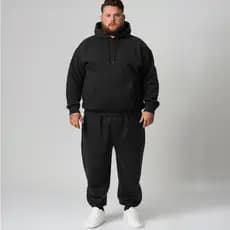Conjunto Moletom Com Capuz  e Calça Moletom Slim Plus Size Masculino Liso Básico