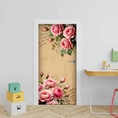 Capa Decorativa de Porta Sublimados C/ Elástico 0,75x2,10m Tema Flores Vintage