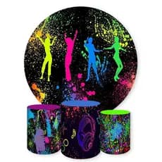 Kit Painel Redondo + Capas de Cilindros Diversos Tema Neon Colors