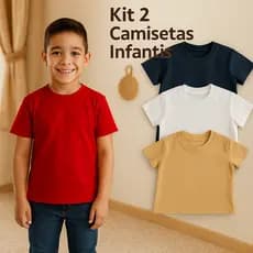 Kit 2 Camisetas Infantis para Menino em Algodão Cores Sortidas e Confortáveis