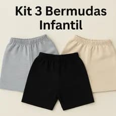 Kit 3 Bermudas Infantil Masculina Moletom Conforto e Estilo | Cores Sortidas Leves e Fresquinhas