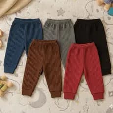 Kit 5 Calças Mijão Bebê Unissex Malha Canelada  Roupas Confortáveis e Macias  Cores Sortidas