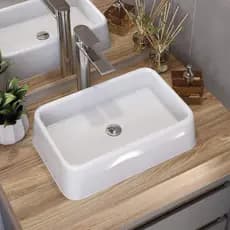Cuba de Sobrepor para Banheiro Lavabo Plástica 42x27x11cm Bordas Arredondadas Duas Cores
