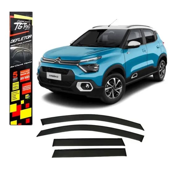 Calha Defletora Automotiva Inteiriça/Slim Citroen C3 4 Portas 2023 Cor Fumê TG Poli - 26.005