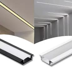 Kit 6 Metros Perfil Alumínio 1707 Embutir Barra 1M Branco Para Fita Led Acabamento Gesso Sanca Forro