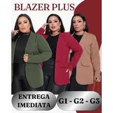 Blazer Alfaiataria Plus Size Terninho G1 G2 G3 casaquinho maxi alongado casaco social