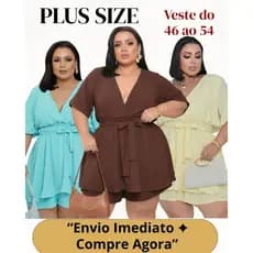 Macaquinho Plus Size Duna Shortsaia Gola V Lastex