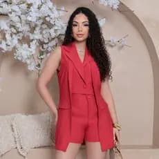 Conjunto Colete e Short Alfaiataria Premium