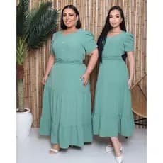 Vestido  Femenino Midi Plus Size Moda Evangelica