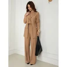 Conjunto Social Feminino Blazer Cropped Integrado E Calça