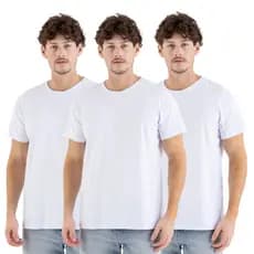 KIT 3 Camiseta Masculina Lisa Básica 100% Algodão