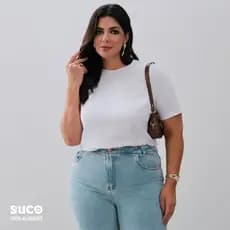 Camiseta Plus-Size Feminina T-shirt Basica Blusa Lisa 100% Algodão Confortavel Manga Curta Gola Redonda