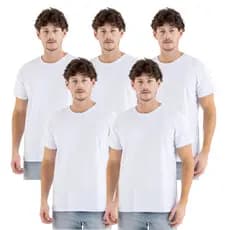 5 Camiseta Masculina Lisa Básica Algodão Dia a Dia