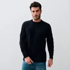 Camiseta Masculina 100% Algodão Blusa Manga Longa Punho Elástico