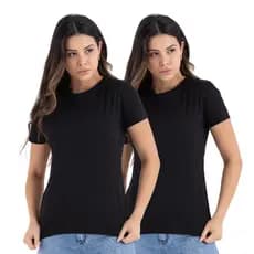 Kit 2 Camiseta Feminina Baby Look 100% Algodão