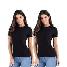Kit 2 Camiseta Baby Look Feminina 100% Algodão Casual e Dia a Dia