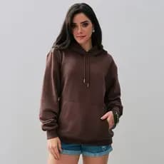 Moletom Feminino Liso Casual com Capuz Canguru Inverno Encorpado Alta Qualidade