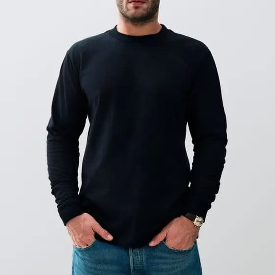 Camiseta Masculina Manga Longa Blusa 100% Algodão Punho Elástico