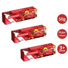 3x Gel Dental Dentalclean Carros Morango com Flúor 50g