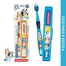 Escova de Dente Infantil Escolar Macia com Case Bluey - Cabo Ergonômico Dentalclean