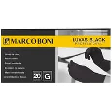 Luva Em Latex Marco Boni Black 20 Unidades Tamanho G Preto