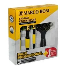 Kit 3 Escovas Cerâmica P/m/g + Raquete Marco Boni Amarelo