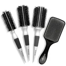 Kit 3 Escovas Thermal Ceramic Profissional Raquete Free Flex Branco