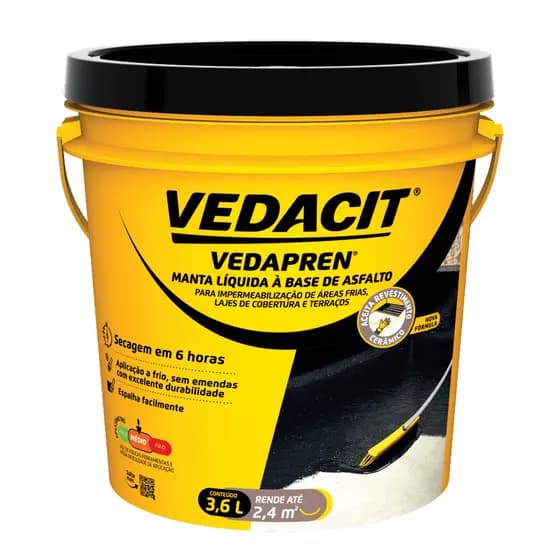Manta Liquida Preta Vedapren 3,6 lts Vedacit