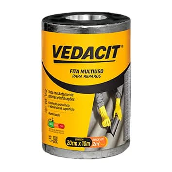 Fita Manta Asfaltica Auto Adesiva Aluminizada 20 cm com 10 mts Vedacit