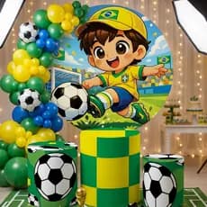 Painéis De Festa Capas Redondas E Capa Conjunto Cilindro Veste Fácil Futebol Brasil