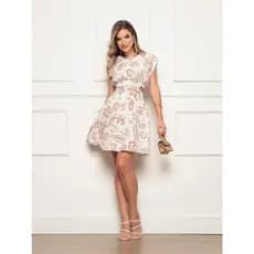 Vestido Feminino Estampado - Fenda Pequena Nas Costas - Vestido Curto Tecido Em Crepinho Casual / Elegante / Charmoso / Chic
