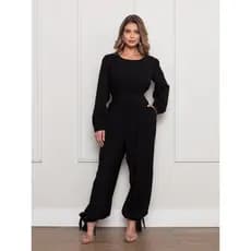Macacão Longo Feminino em Viscose Maga Longa com Lastex na Cintura