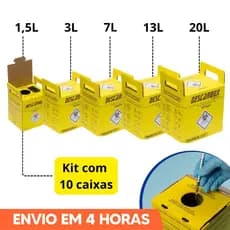 10un Caixa Coletora Para Material Perfurocortante 1,5L  3L 7L 13L 20L Descarbox