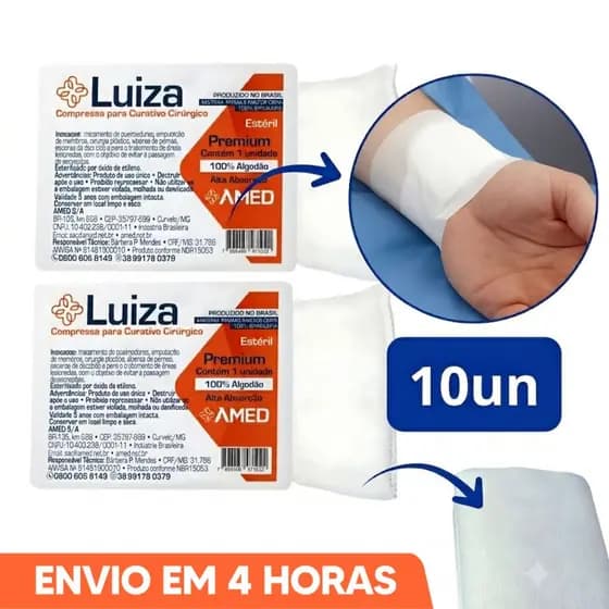 10un Compressa Para Curativo Cirúrgico 10x15cm 10x30cm Amed