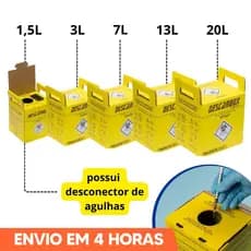 Caixa Coletora Para Material Perfurocortante 1,5L  3L 7L 13L 20L Descarbox