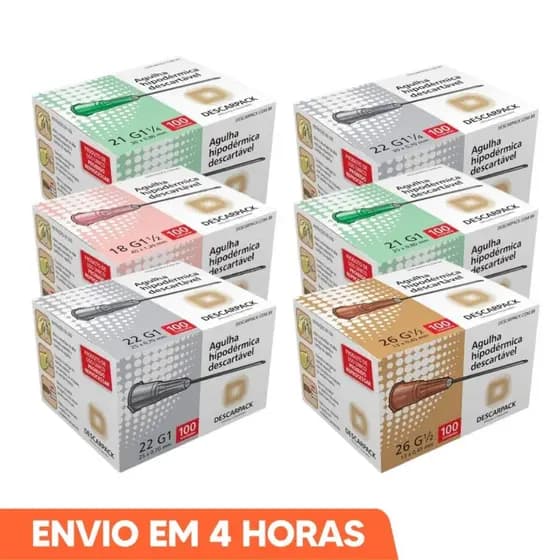 Agulha Hipodérmica 100un Descartável Todos Tamanhos Descarpack