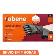Luva Descartável Preta Sem Pó TPE Vinil Viniflex 100un Vabene