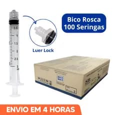 Seringa 3ml Bico Rosca Luer Lock Descartável Marca SR