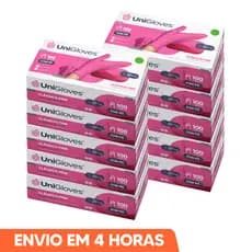 Luva de Procedimento Látex Rosa Com Pó 1000un Selo Anvisa Unigloves
