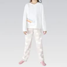Pijama Infantil Menina Longo Estampado Fleece Hering