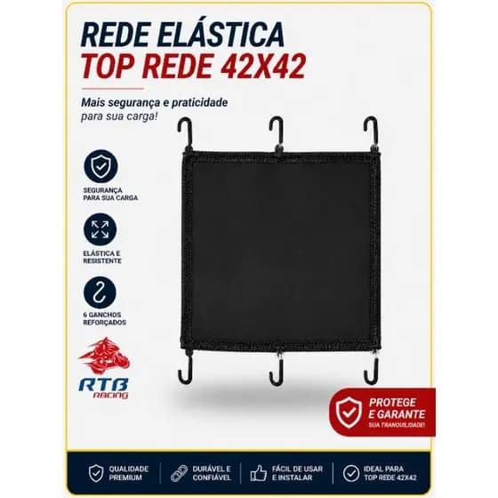 Redinha Capacete Rede Elástico Fechada Tecido Bagageiro Moto 42X42 Preta