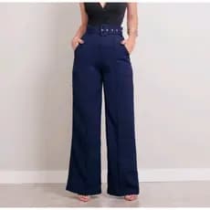 Calça pantalona alfaiataria com cinto