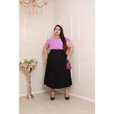 Saia Ester Feminina Plus Size Midi Linho Elegante Bolso Adulto