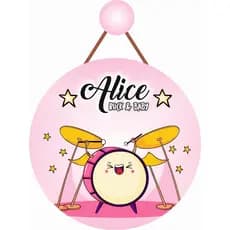 Enfeite Porta Maternidade  Tema Rock Bateria/ Nome Personalizado Placa MDF + Pendurador Incluso