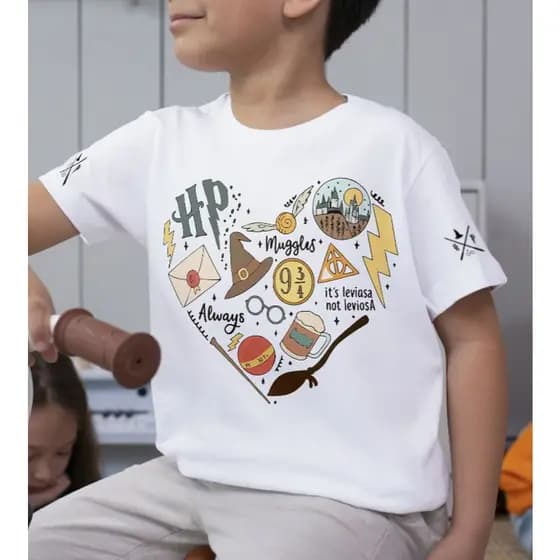 Camiseta Infantil Harry Potter Leviosa / Camisa Personalizada / Blusa Poliéster Branca