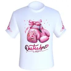 Camiseta Básica Babylook Lutadora Boxeadora Outubro Rosa Camisa Câncer de Mama Blusa