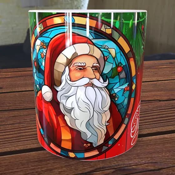 Caneca Porcelana Feliz Natal Papai Noel Noite de Natal Merry Christmas Santa Claus Festas Navidad
