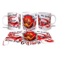 Caneca 325ml Harry Potter / Grifinória / Hogwarts / Hermione / Ron
